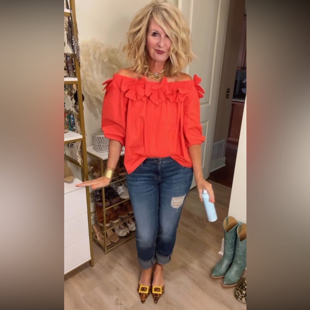 STYLEWE Red Off-Shoulder Ruffle Blouse